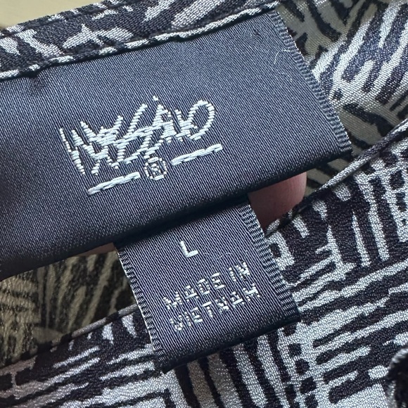 MOSSIMO SUPPLY CO Black and Gray Midi Dress Ruffle Synch Waist Size L - Picture 2 of 6